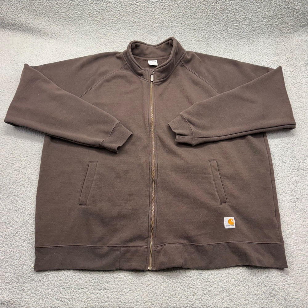 Carhartt K350 DKB Mens 4XL Midweight Mock Neck Zip-Front Dark Brown Sweatshirt